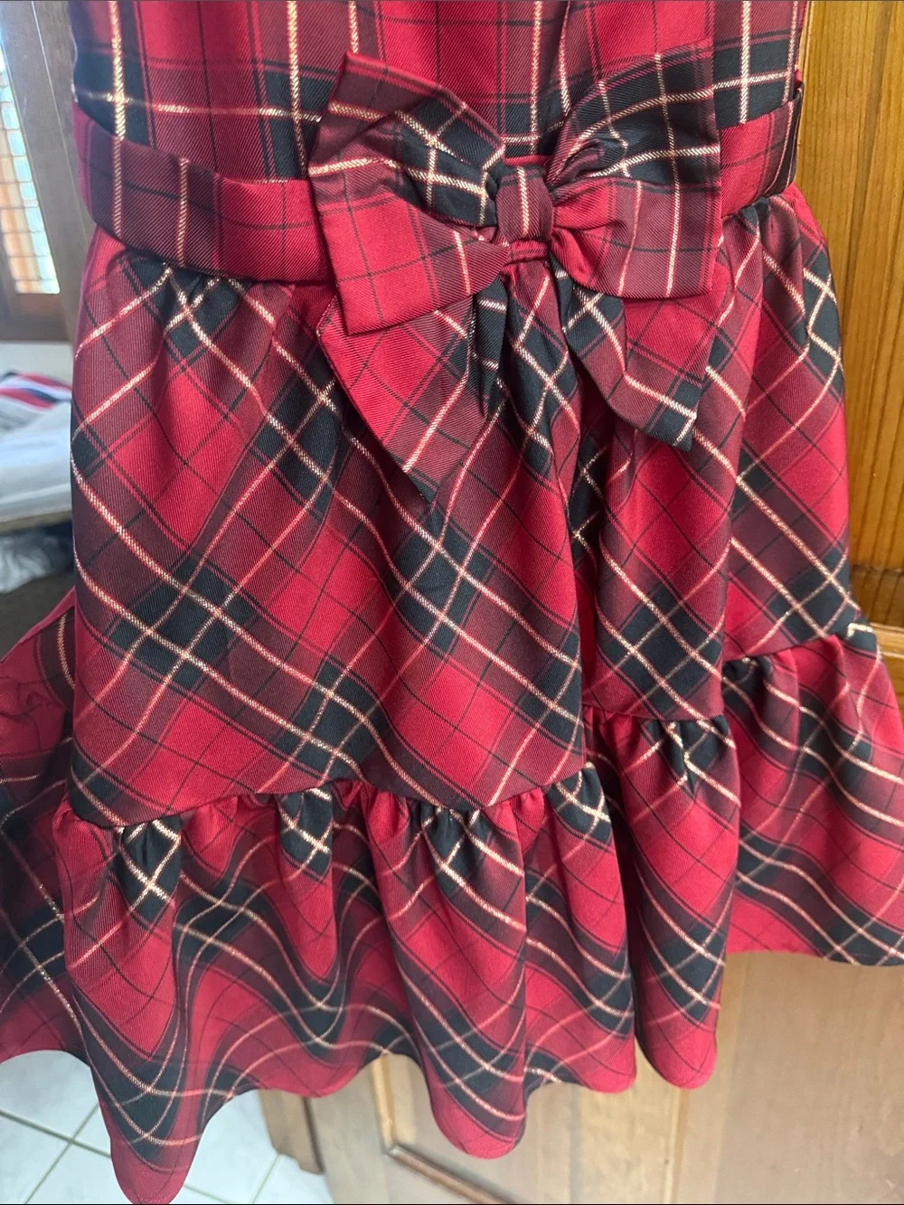 The Children's Place Red Plaid Bow-Front Holiday Dress